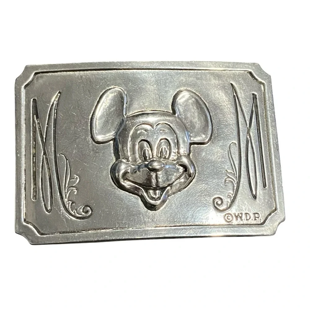 Vintage 1973 Disney Mickey Mouse Belt Buckle Al Shelton Wyler Foundry‎ USA